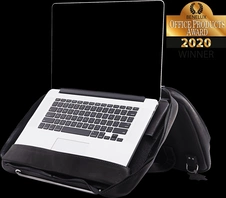 R-Go Viva 15.6 laptop bag, full-grain leather, integrated Laptop-stand, shoulder strap, black