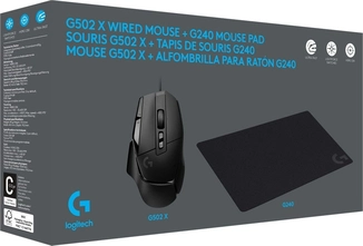 Logitech G502 X Gaming Mouse black + G240 mousepad black, USB