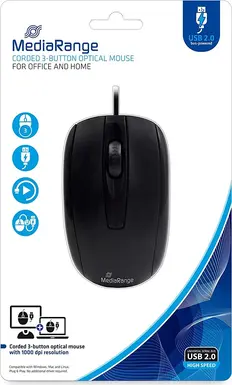 MediaRange 3-button Optical Mouse black, USB