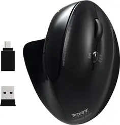 Port Designs wireless rechargeable Ergonomic Mouse, USB/Bluetooth