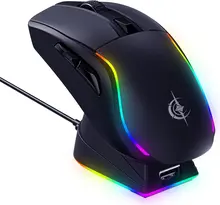 RisoPhy Tri-Mode Gaming Mouse with RGB magnetic Charging Dock, black, USB/Bluetooth