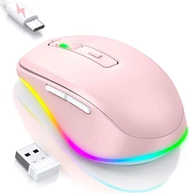 Seenda rechargeable wireless RGB Mouse with Jiggler function, pink, USB