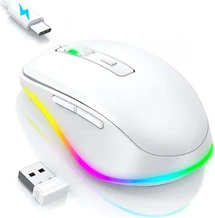 Seenda rechargeable wireless RGB Mouse with Jiggler function, white, USB