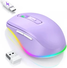 Seenda rechargeable wireless RGB Mouse with Jiggler function, purple, USB