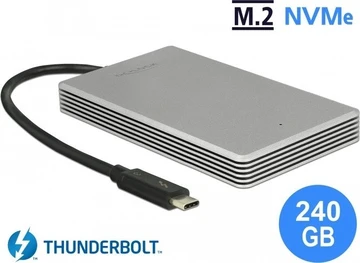 DeLOCK External Portable M.2 PCIe NVMe SSD, 240GB, Thunderbolt 3 / USB-C 3.1