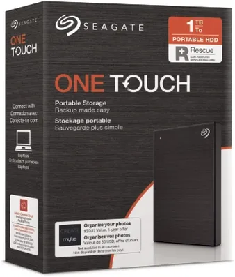 Seagate One Touch Portable HDD +Rescue, Black, 1TB, USB 3.0 Micro-B