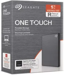 Seagate One Touch Portable HDD with Password +Rescue, Space Gray, 1TB, USB 3.0 Micro-B