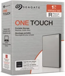 Seagate One Touch Portable HDD +Rescue, Silver, 1TB, USB 3.0 Micro-B