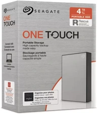Seagate One Touch Portable HDD with Password, Silver, 4TB, +Rescue, USB 3.0 Micro-B