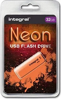 Integral Neon orange 32GB, USB-A 2.0