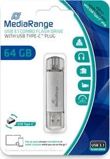 MediaRange Kombo-Speicherstick 64GB, USB-A 3.0/USB-C 3.0